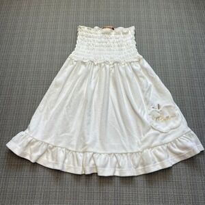 Y2K Apple Bottoms White Terry Cloth Smocked Mini Dress Swim Coverup Small